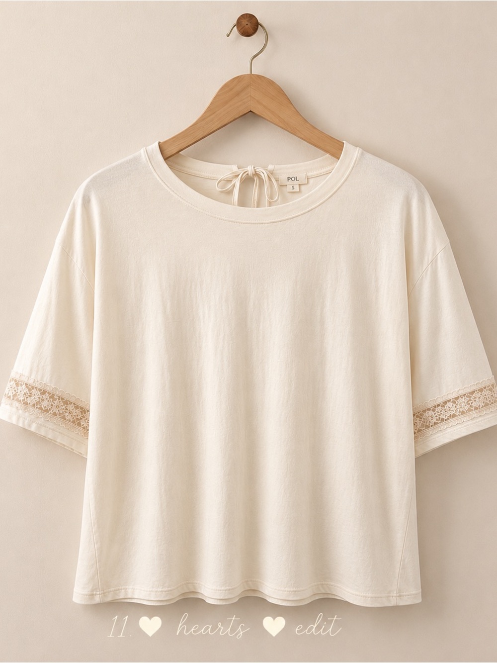 POL Boutique Cream Lace Trim Top NWOT Small Boho Cottagecore
